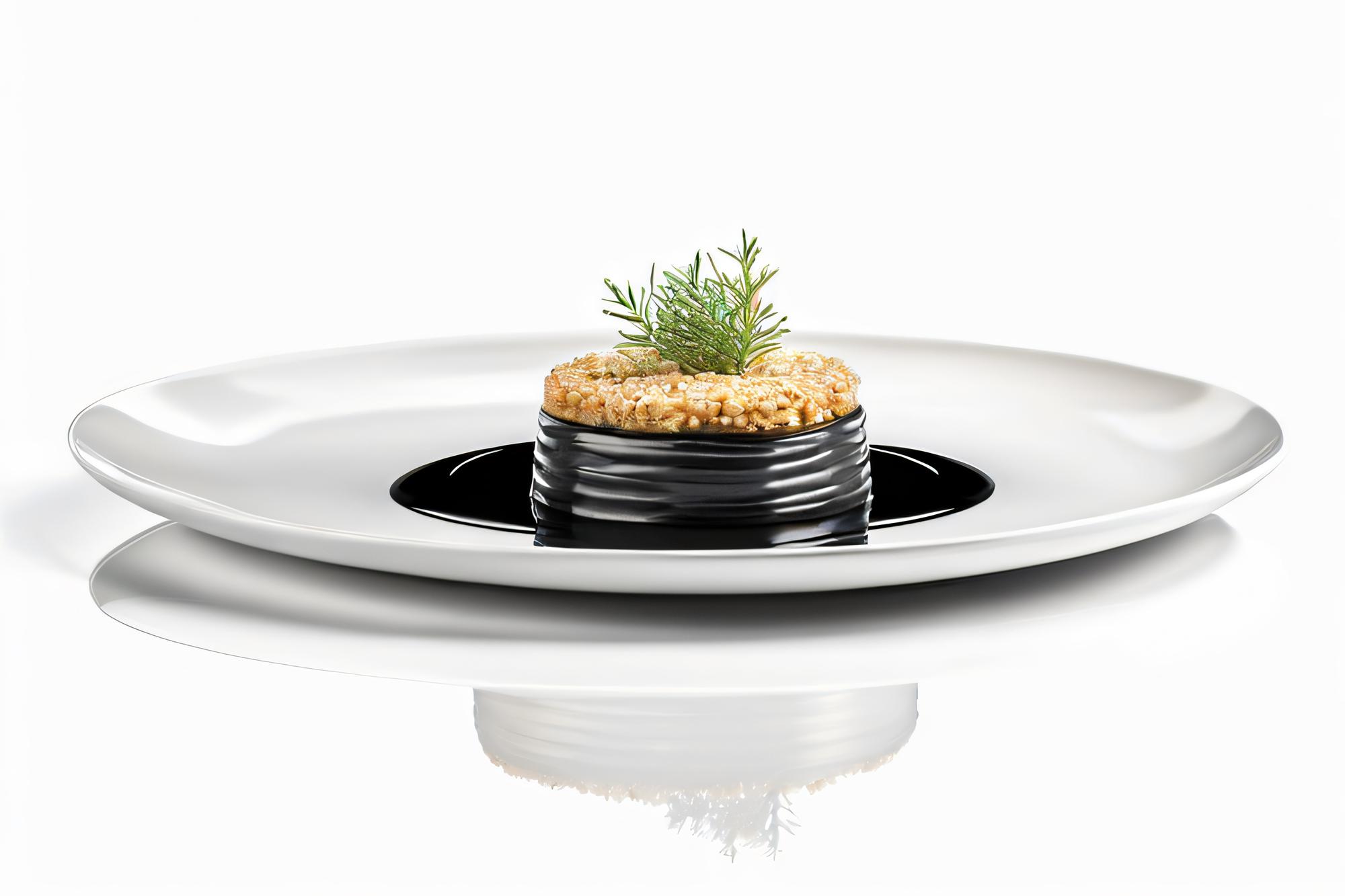 Plato terminado emplatado en vajilla elegante